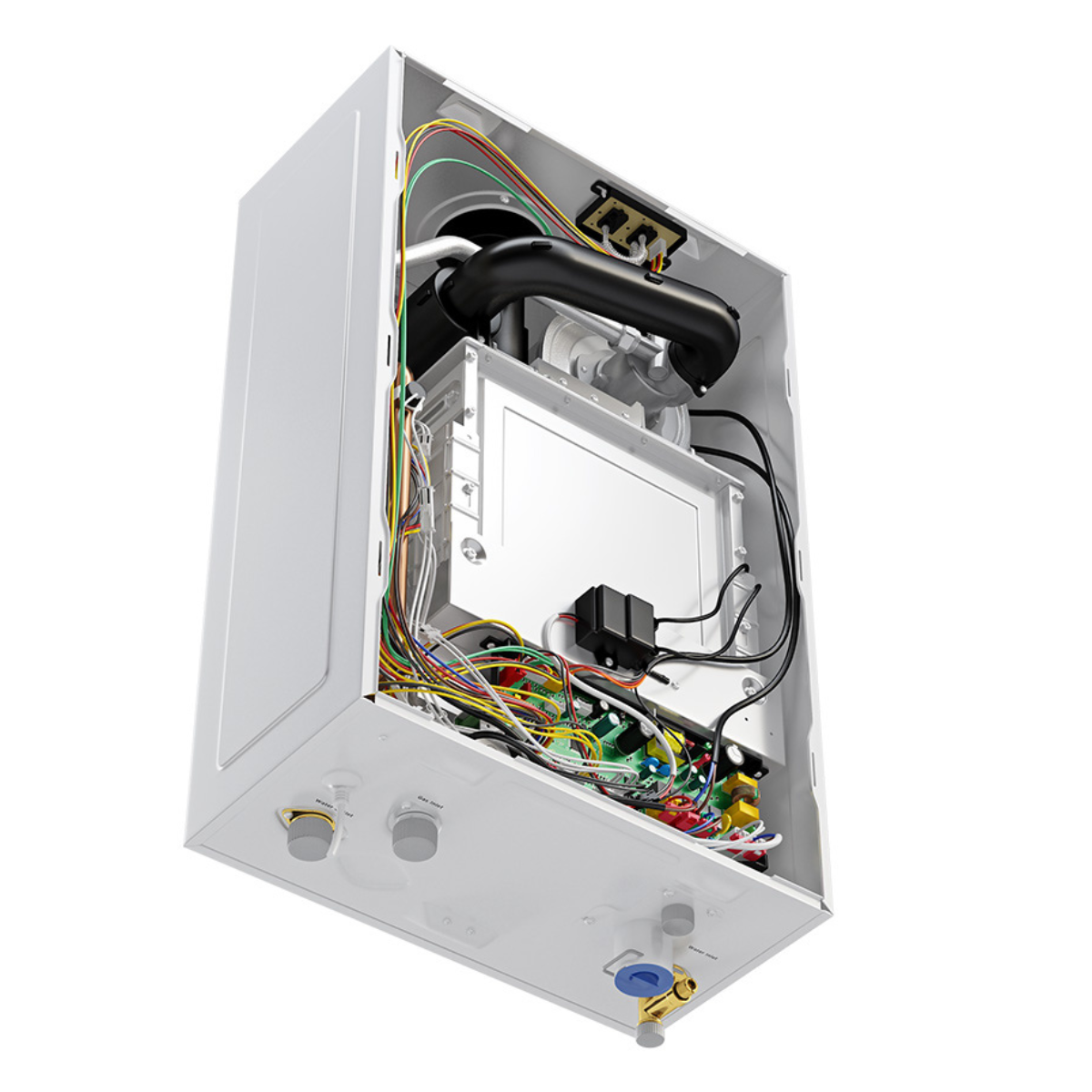 MRCOOL tankless water heater bottom right view with panel removed