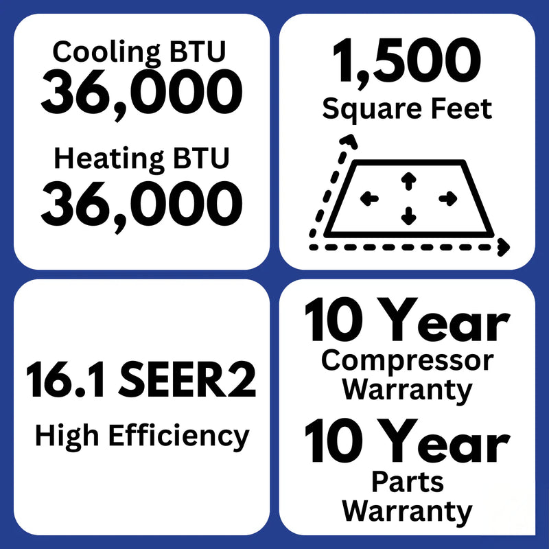 MRCOOL VersaPro 36,000 BTU 3 Ton 16.1 SEER2 Central Ducted Heat Pump System - 2nd Gen