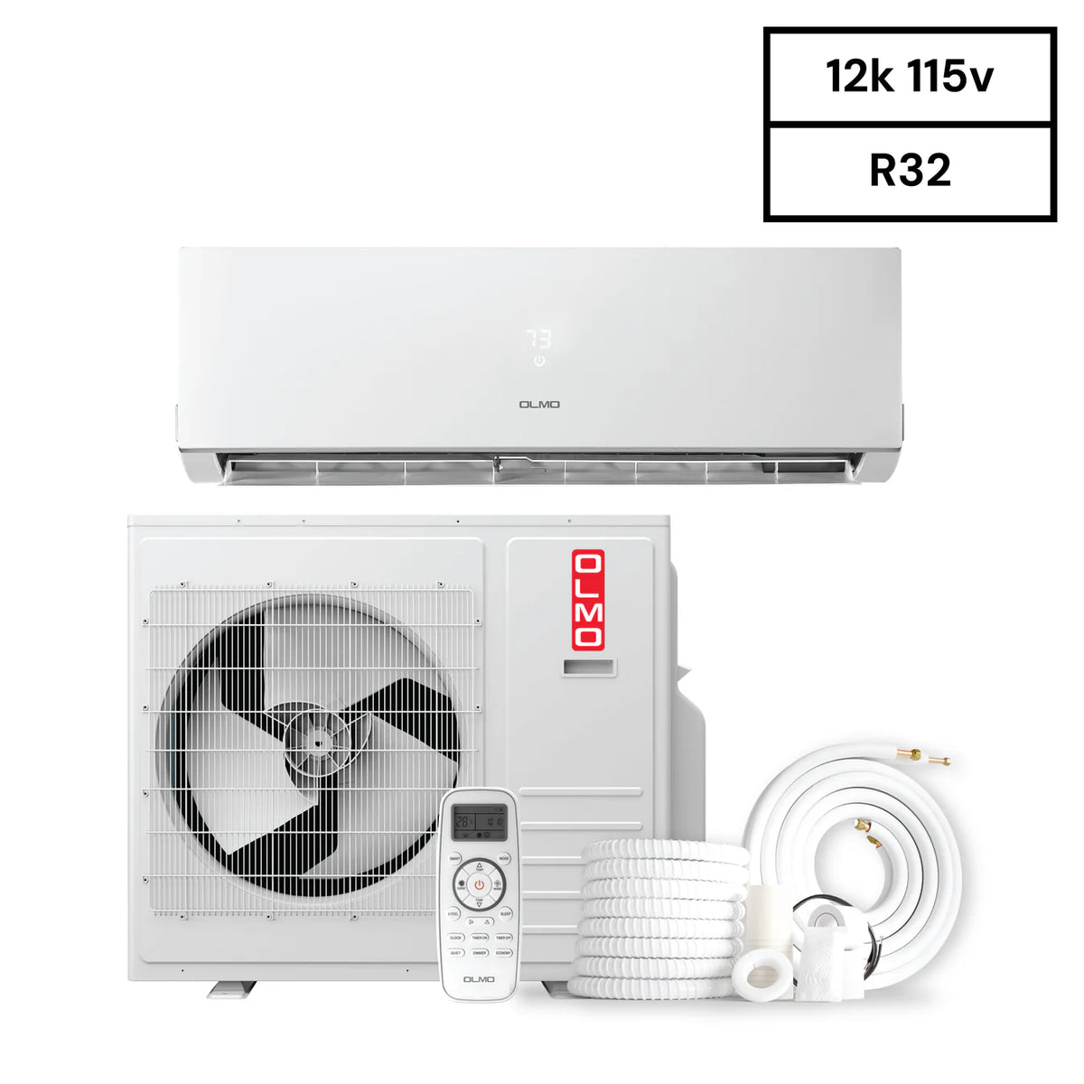 OLMO Sierra 12,000 BTU R32 Mini Split Air Conditioner and Heat Pump System 18 SEER2 115V