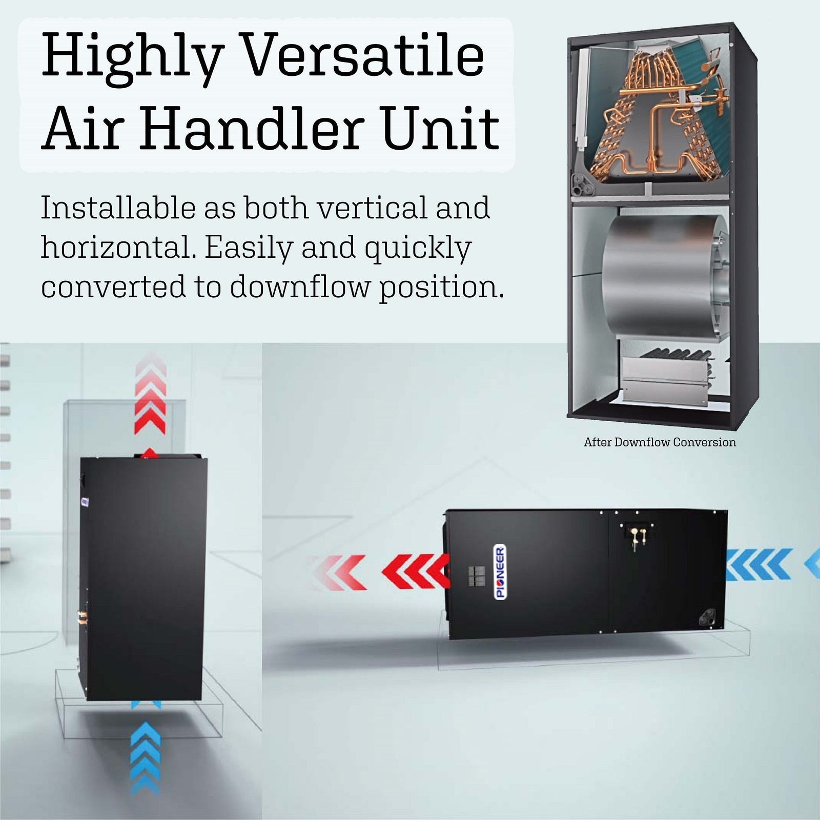 Pioneer® 48,000 BTU Ducted Central Split Inverter+ Air Handler Unit Inside Section 230V