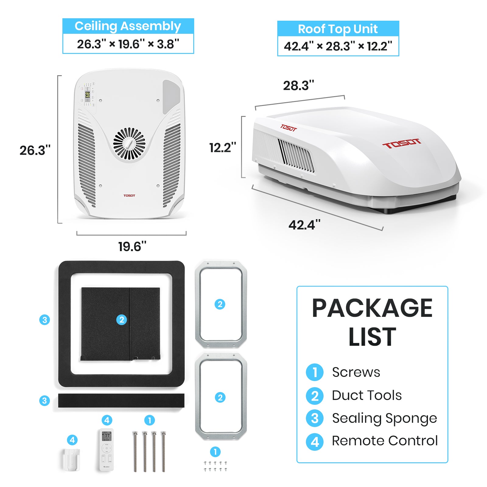 TOSOT 16,000 BTU RV Air Conditioner with Heat Pump
