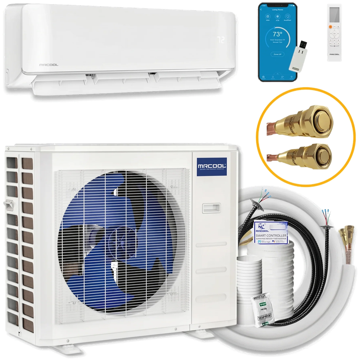 MRCOOL DIY 5th Gen mini split system with air handler, condenser, line set and remote