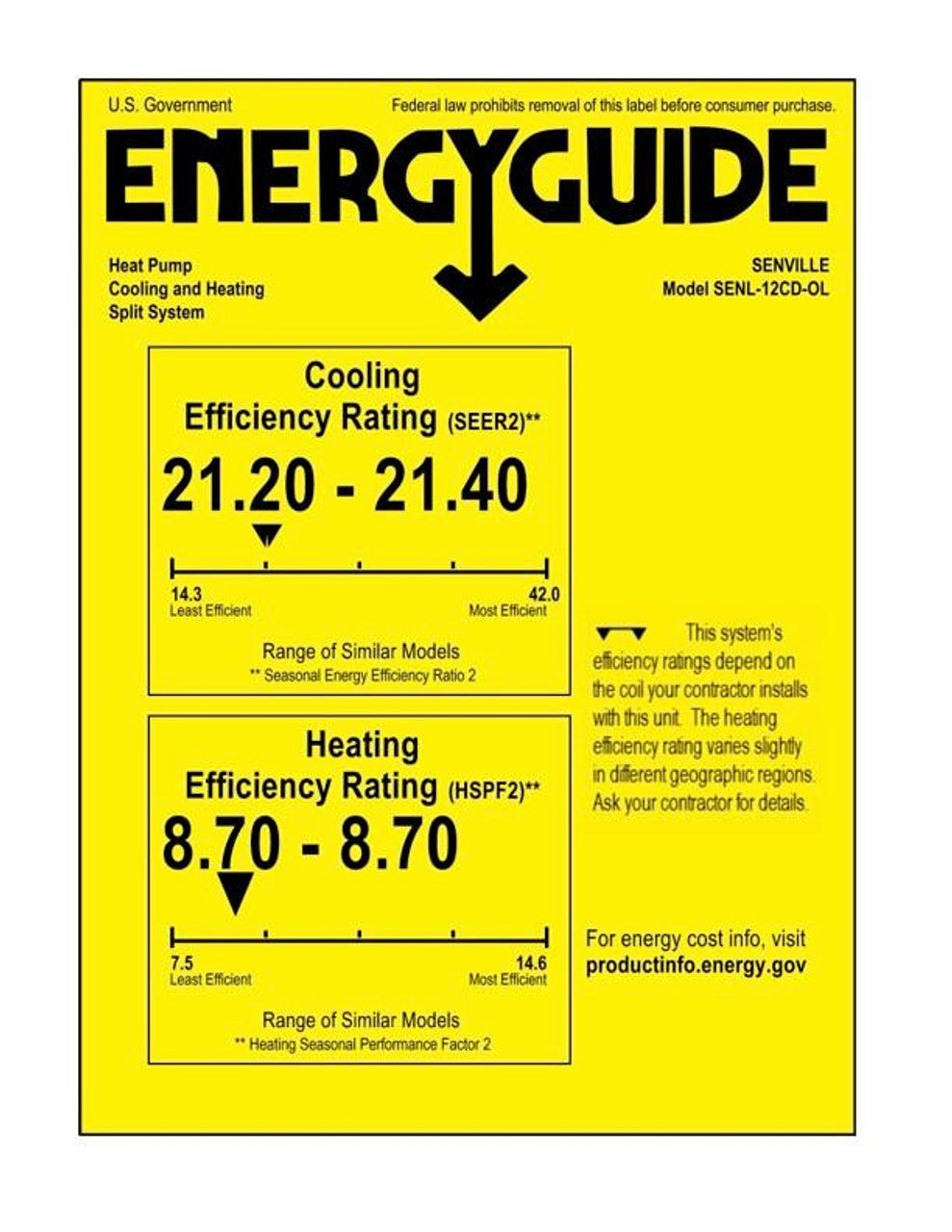 Senville LETO 12,000 BTU  21.2 SEER2 Single Zone Ductless Mini Split - 115V