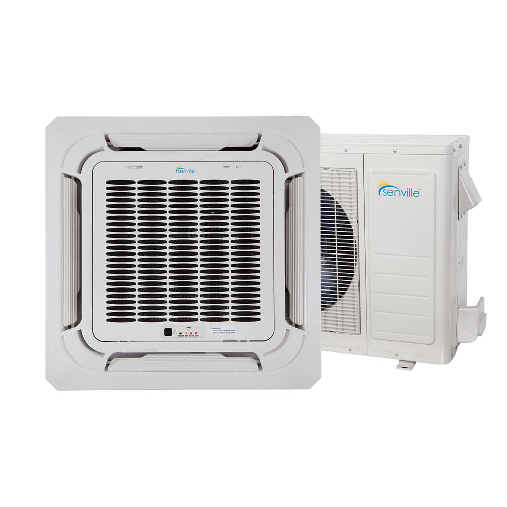 Senville 18,000 BTU 20 SEER2 Square Ceiling Cassette Air Conditioner - Heat Pump