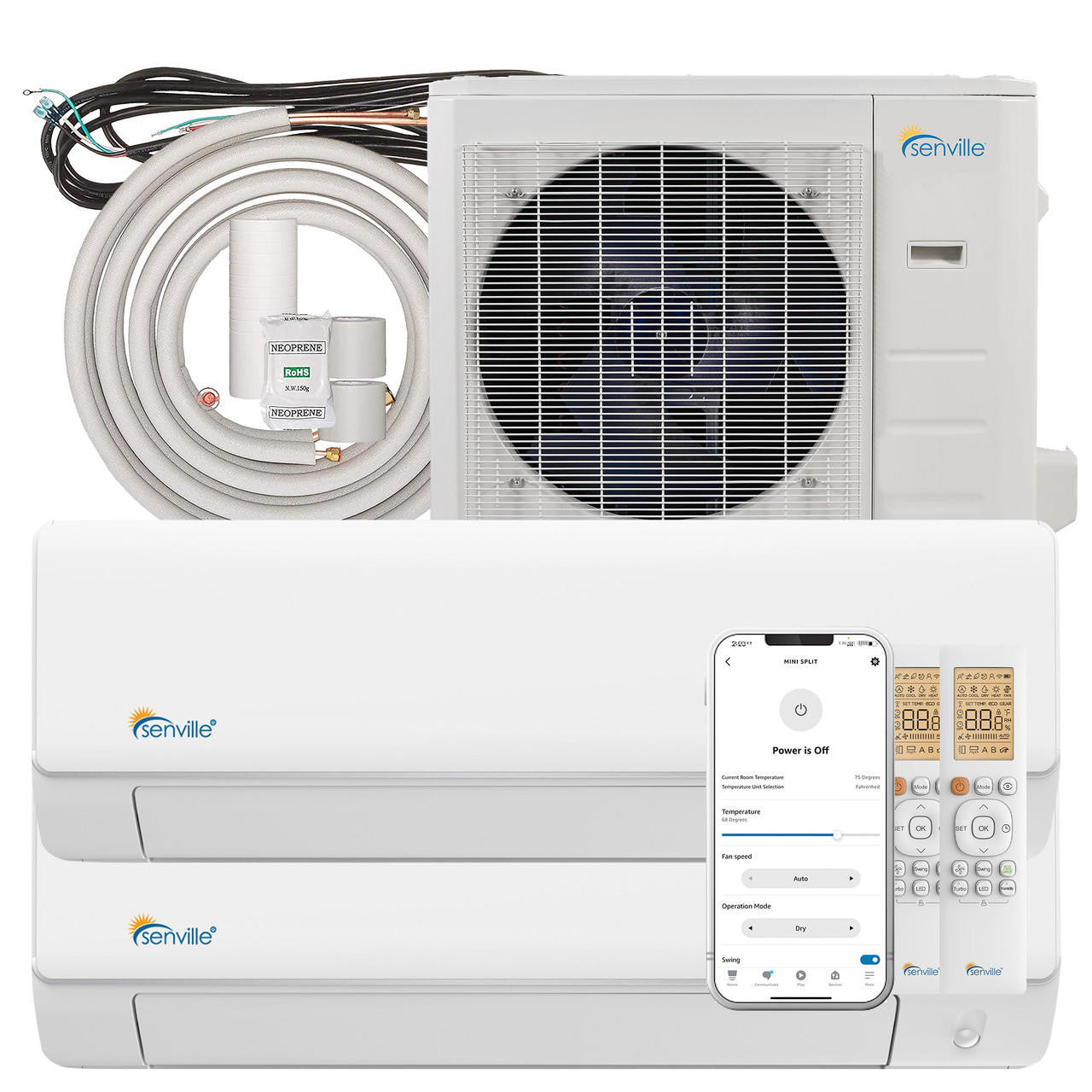 Senville AURA 27,000 BTU (12K + 12K) 23 SEER2 Dual Zone Mini Split Air Conditioner - 230V