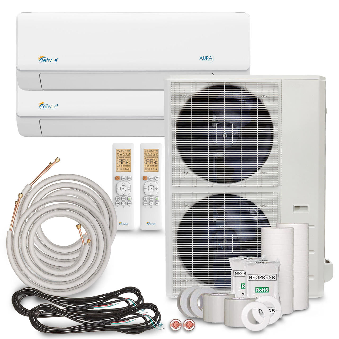 Senville AURA 48,000 BTU (24K+24K) Dual Zone Mini Split Air Conditioner - 230V System