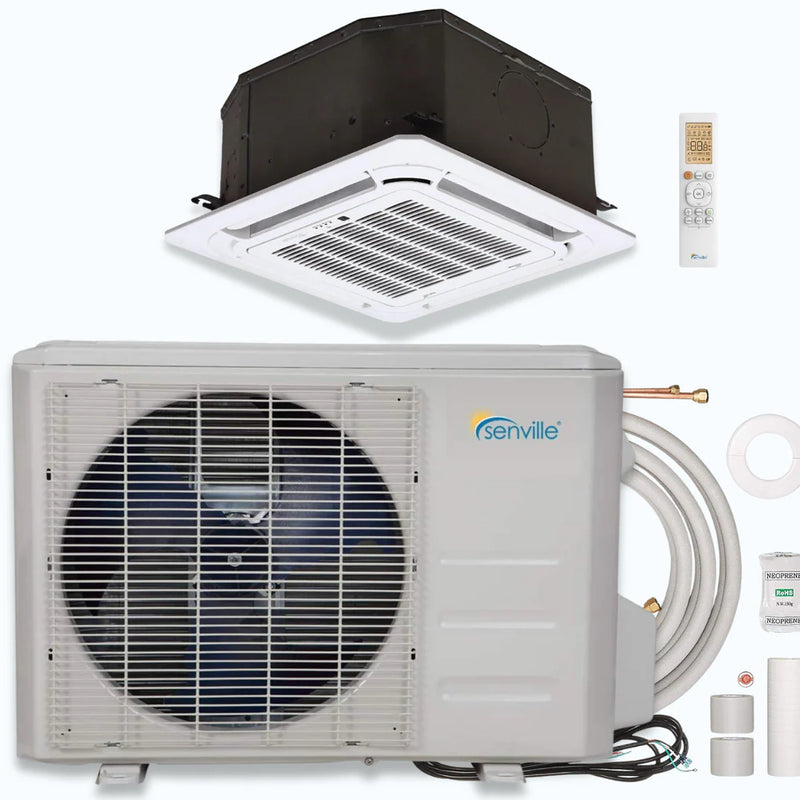 Senville AURA 24,000 BTU Ceiling Cassette Single Zone Ductless Mini Split - 230V - 20.7 SEER2 - Energy Star