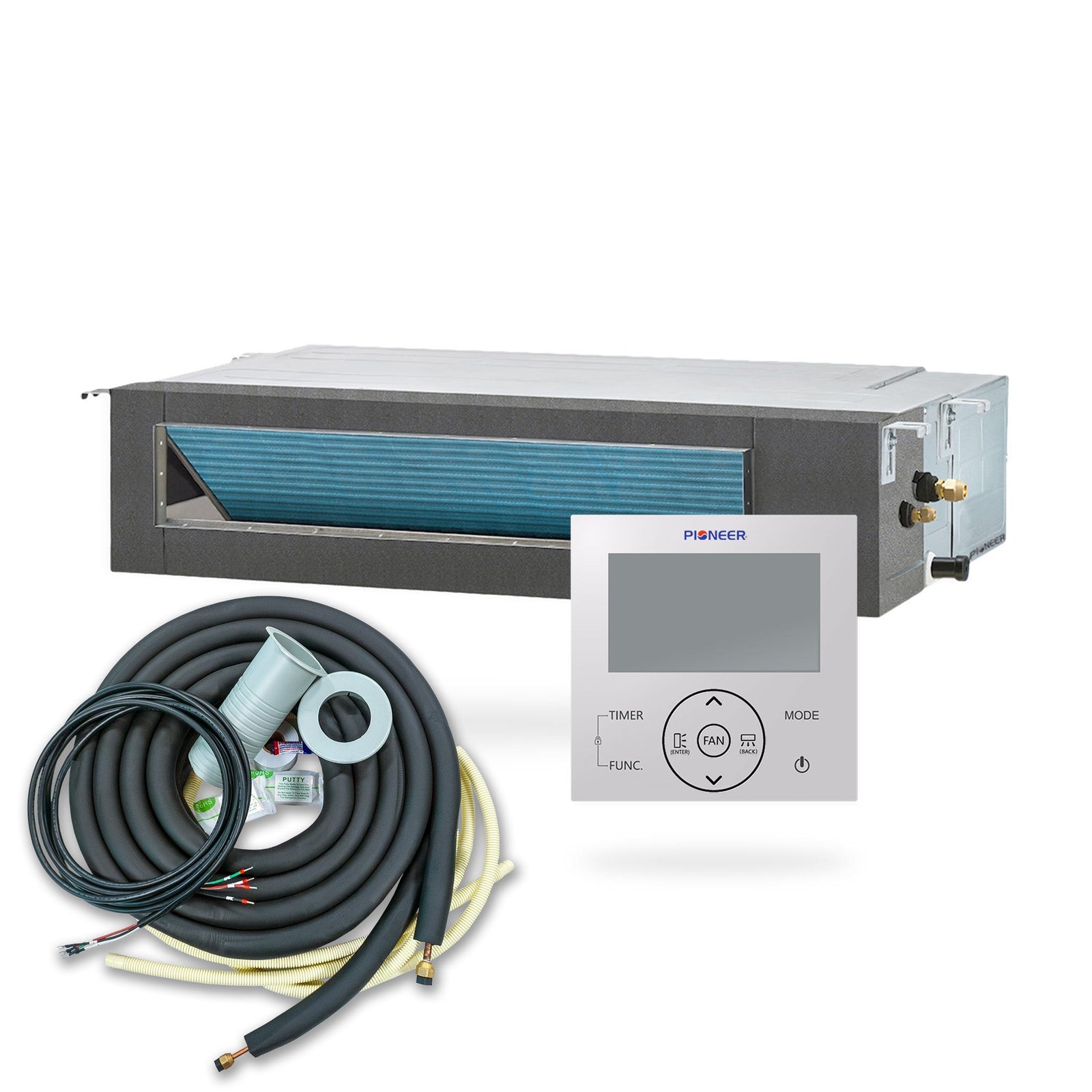 Pioneer® Multi Zone 9,000 BTU Quantum Ultra Ceiling Concealed Indoor Section Ductable Mini-Split Wi-Fi Inverter++ Air Conditioner Heat Pump 230V