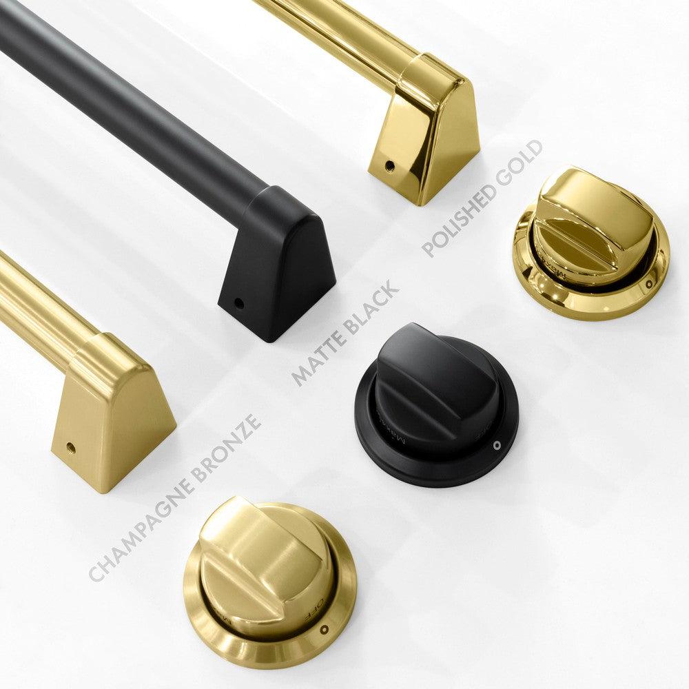 ZLINE Autograph Edition Legacy 60-inch range in black stainless steel and polished gold accents RABZ-60-G, view 3