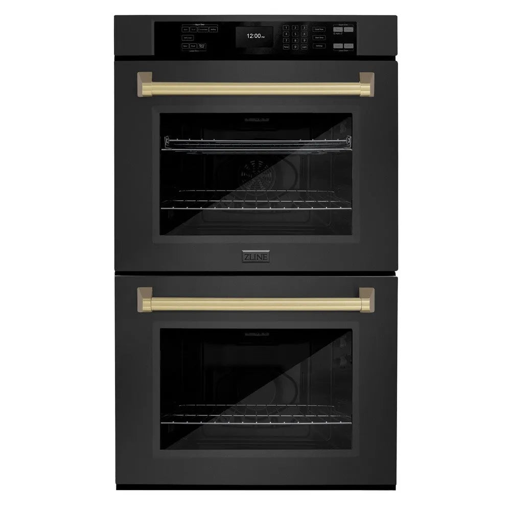 ZLINE Autograph Edition Professional 30-inch wall oven in black stainless steel and champagne bronze accents WADBZ-30-CB