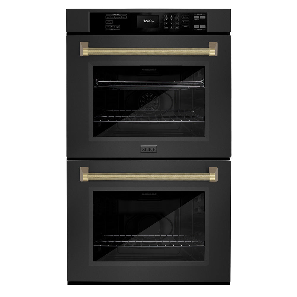 ZLINE Autograph Edition Professional 30-inch wall oven in black stainless steel and champagne bronze accents WADBZ-30-KCB