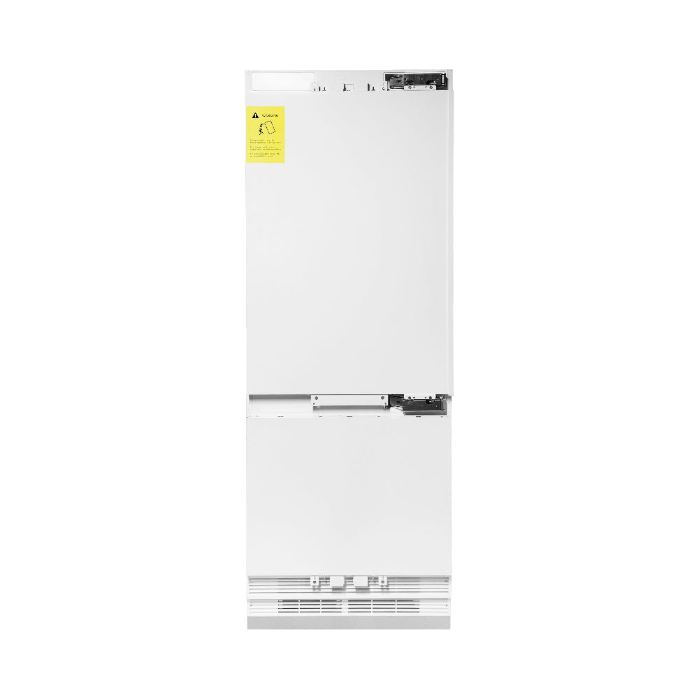 ZLINE Autograph Edition 30-inch refrigerator, panel ready with bright white interior and champagne bronze accents RBIVZ-30-CB, front view