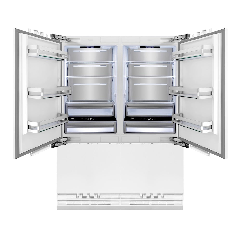 ZLINE Autograph Edition 60-inch refrigerator, panel ready with bright white interior and champagne bronze accents RBIVZ-60-CB, front view