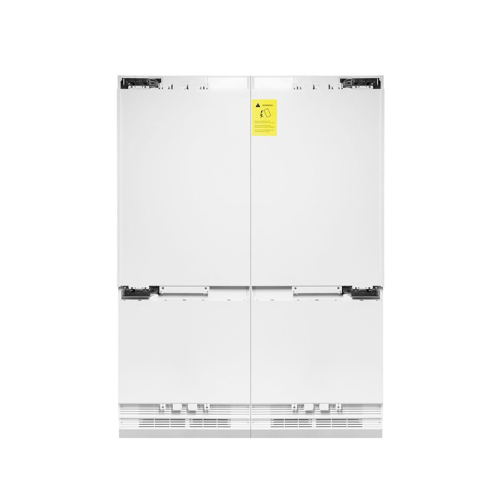 ZLINE Autograph Edition 60-inch refrigerator, panel ready with bright white interior and matte black accents RBIVZ-60-MB, front view