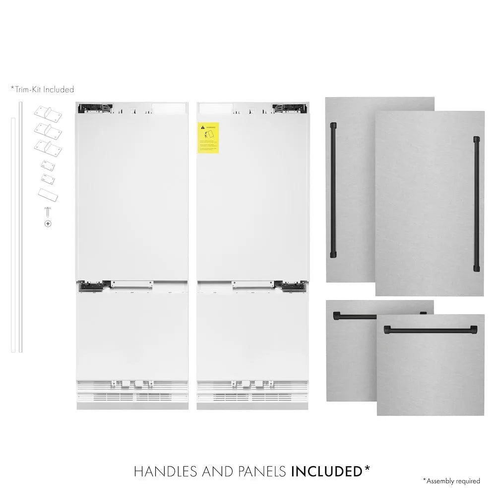 ZLINE Autograph Edition 60-inch refrigerator in satin stainless steel with bright white interior and matte black accents RBIVZ-SN-60-MB, front view