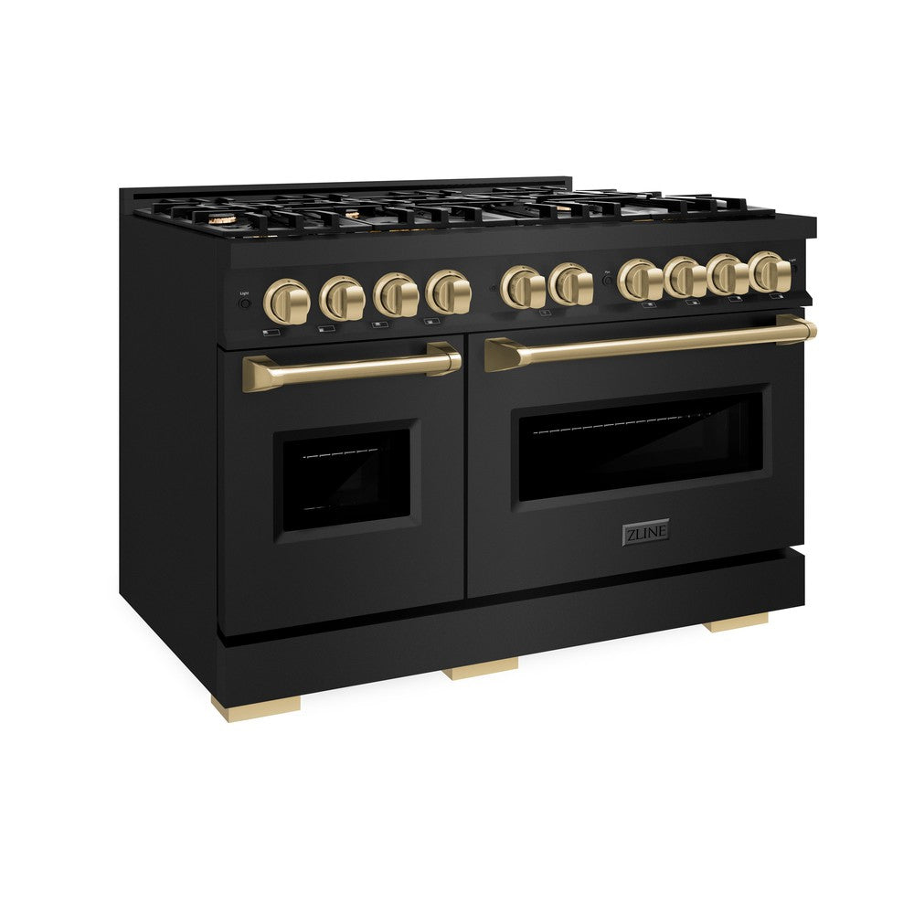 ZLINE Autograph Edition Classic 48-inch range in black stainless steel and champagne bronze accents CDRBZ-48-CB