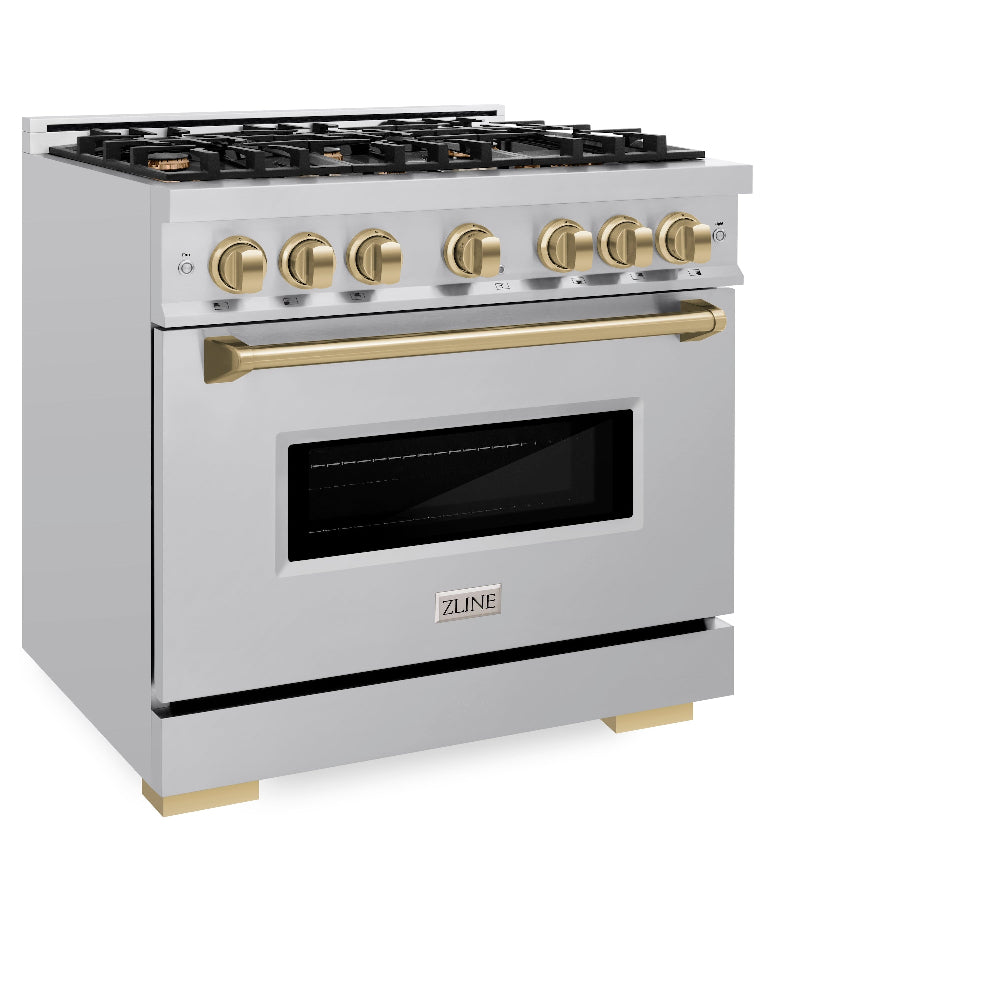ZLINE Autograph Edition Classic 36-inch range in stainless steel and champagne bronze accents CDRZ-36-CB, view 5