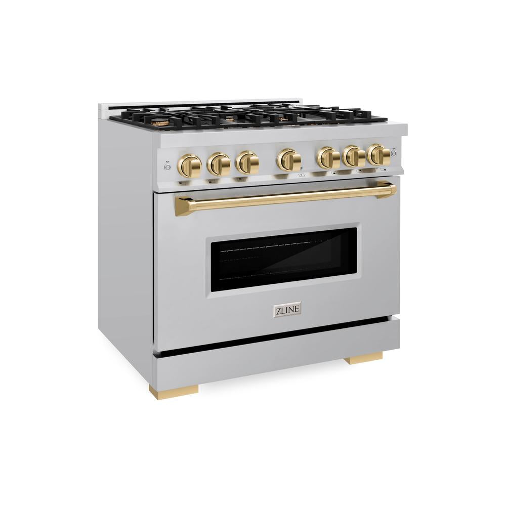 ZLINE Autograph Edition Classic 36-inch range in stainless steel and polished gold accents CDRZ-36-G