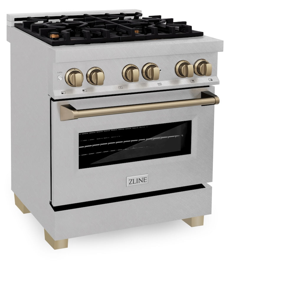 ZLINE Autograph Edition Legacy 30-inch range in satin stainless steel and champagne bronze accents RASZ-SN-30-CB, view 4