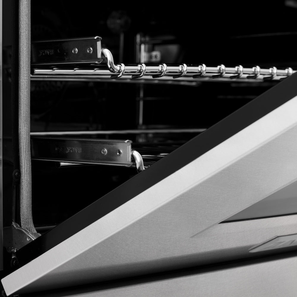 ZLINE Autograph Edition Legacy 60-inch range in satin stainless steel and champagne bronze accents RASZ-SN-60-CB, detail