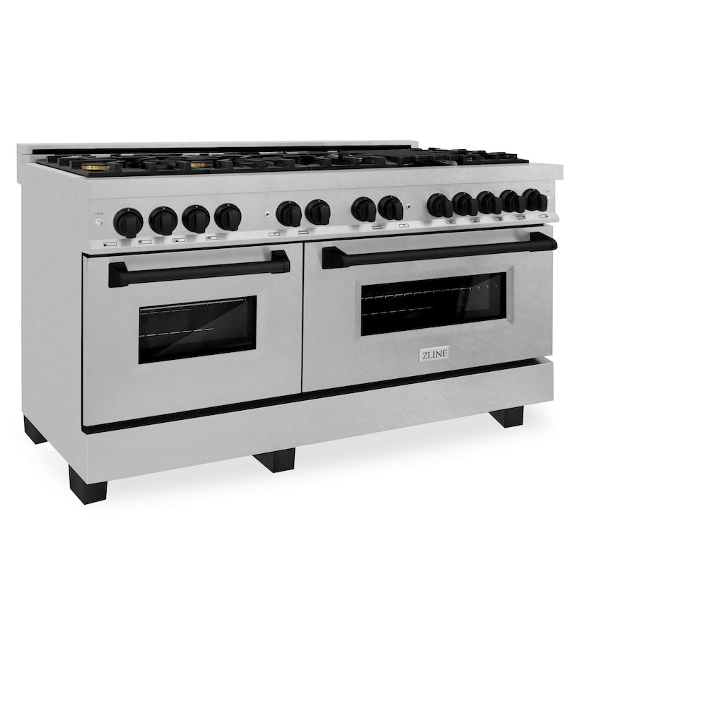 ZLINE Autograph Edition Legacy 60-inch range in satin stainless steel and matte black accents RASZ-SN-60-MB, view 6