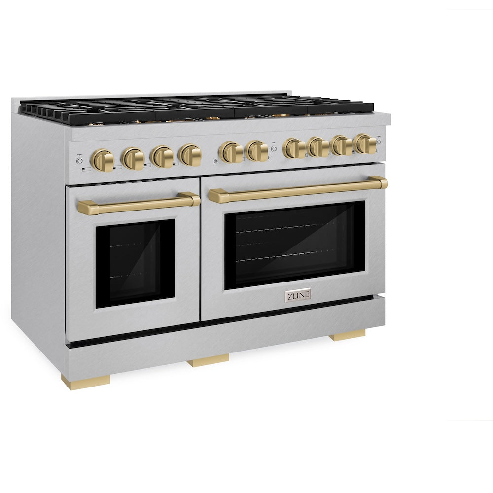 ZLINE Autograph Edition Paramount 48-inch range in satin stainless steel and champagne bronze accents SDRSZ-48-CB, view 5