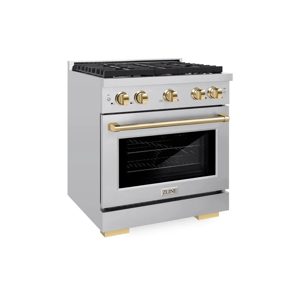 ZLINE Autograph Edition Paramount 30-inch range in stainless steel and polished gold accents SDRZ-30-G