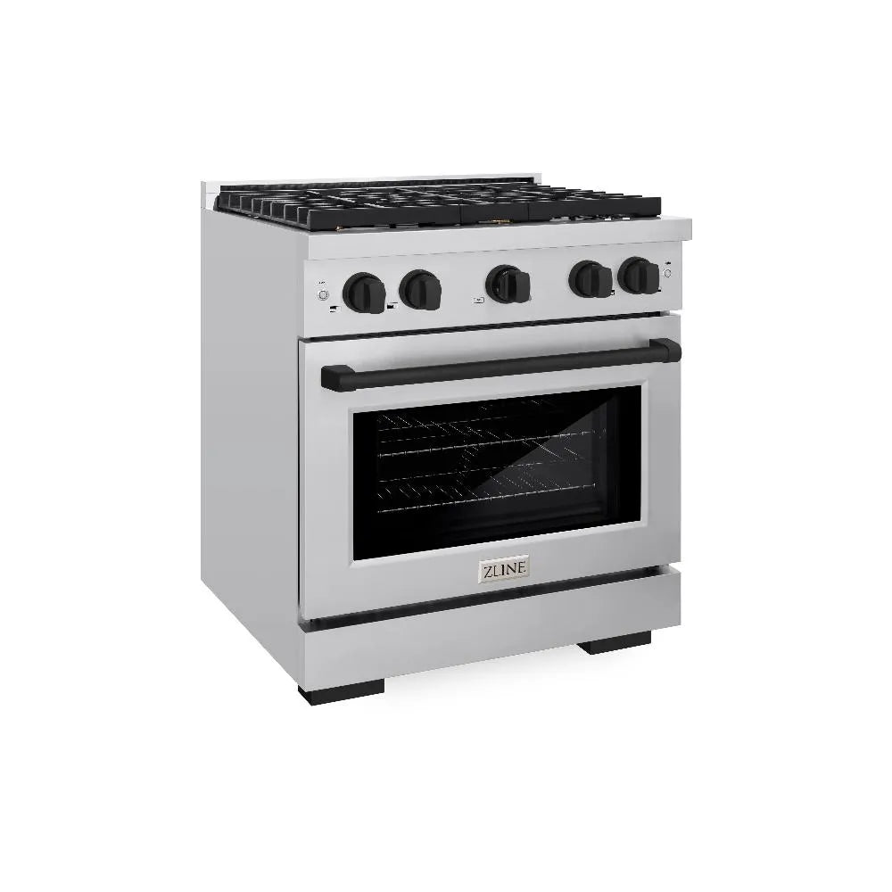 ZLINE Autograph Edition Paramount 30-inch range in stainless steel and matte black accents SDRZ-30-MB