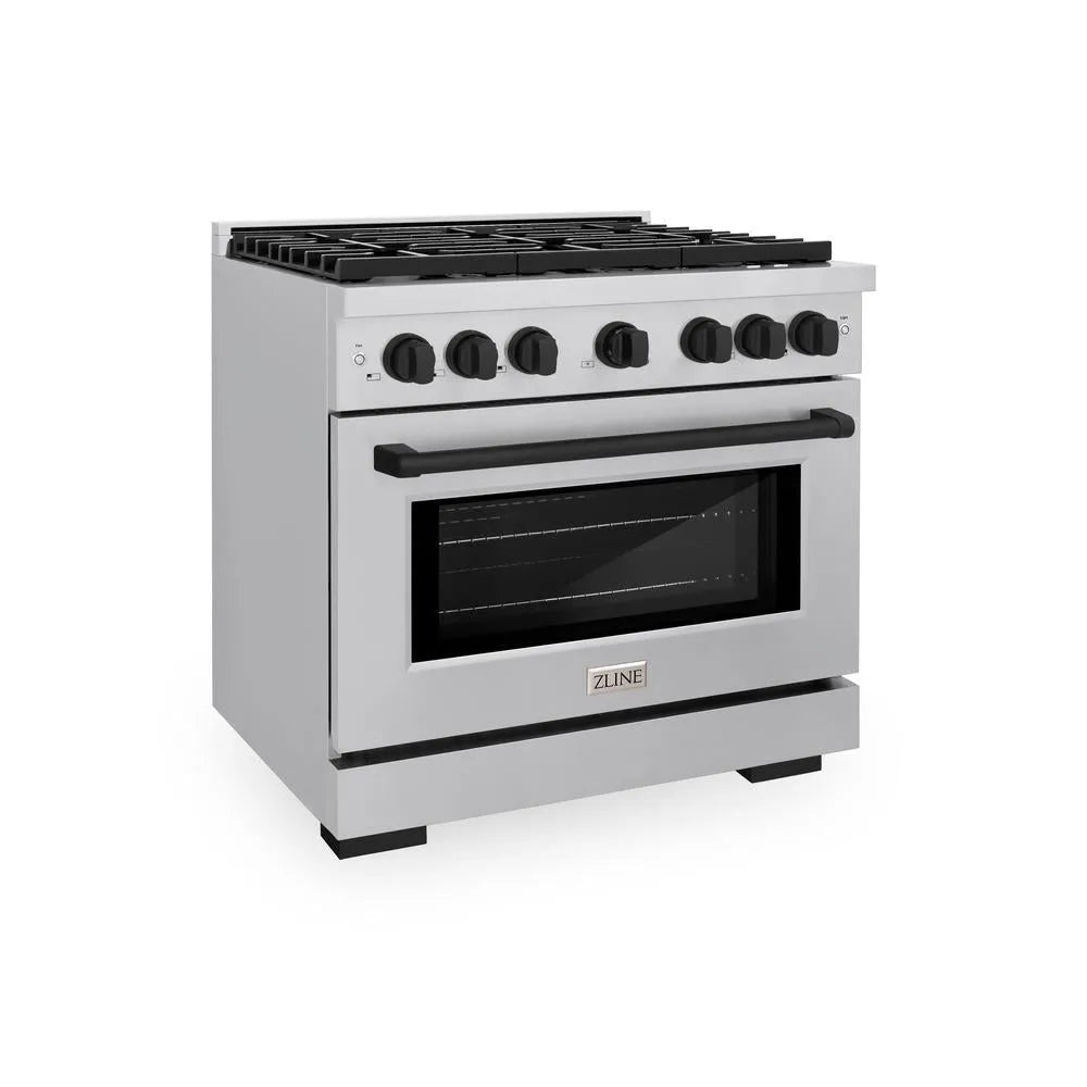 ZLINE Autograph Edition Paramount 36-inch range in stainless steel and matte black accents SDRZ-36-MB
