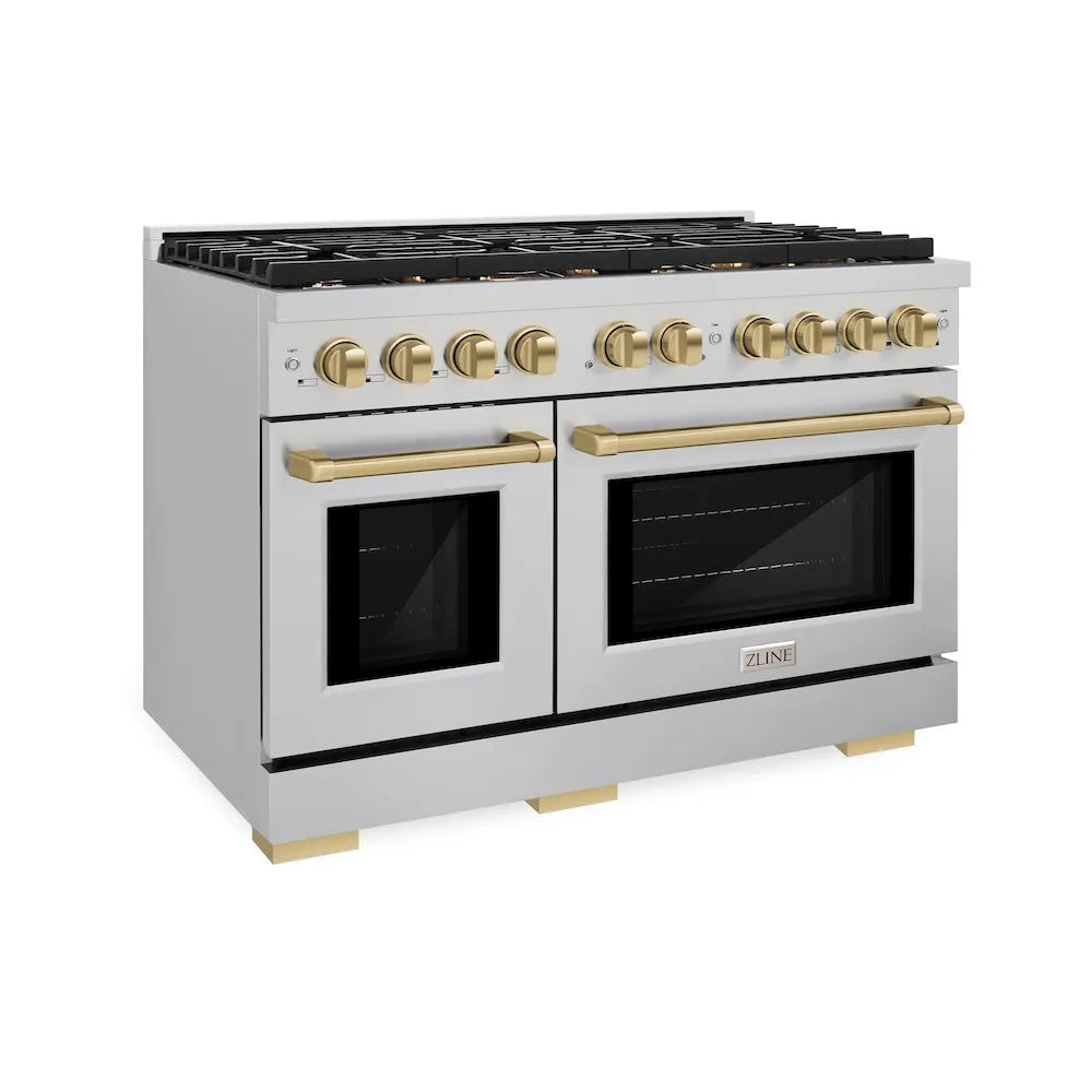 ZLINE Autograph Edition Paramount 48-inch range in stainless steel and champagne bronze accents SDRZ-48-CB