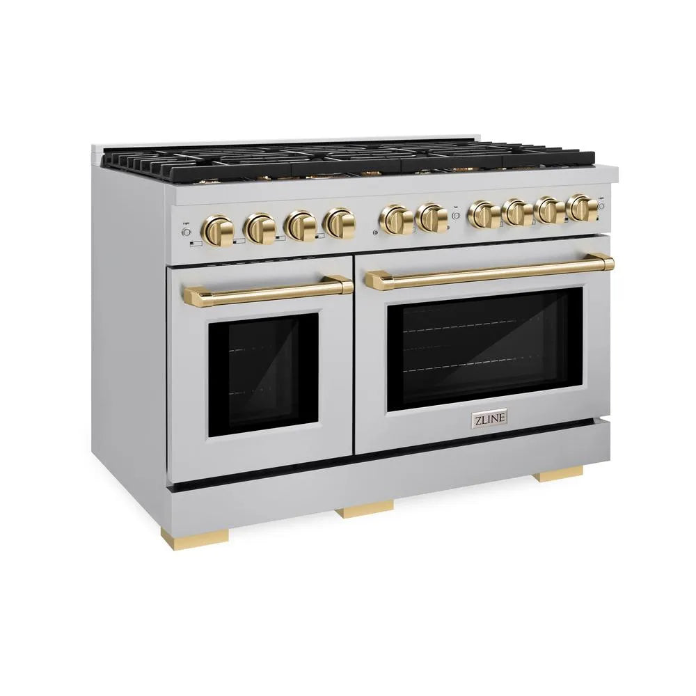 ZLINE Autograph Edition Paramount 48-inch range in stainless steel and polished gold accents SDRZ-48-G
