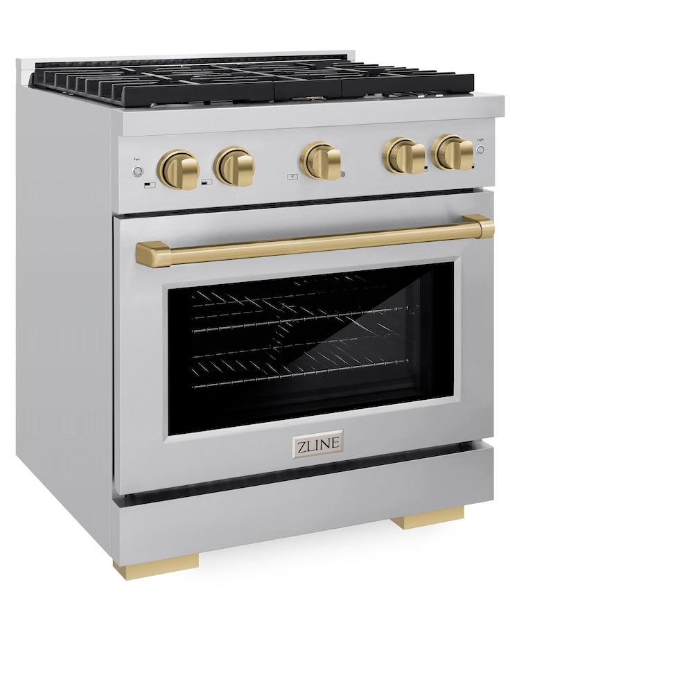 ZLINE Autograph Edition Paramount 30-inch range in stainless steel and champagne bronze accents SGRZ-30-CB, view 3