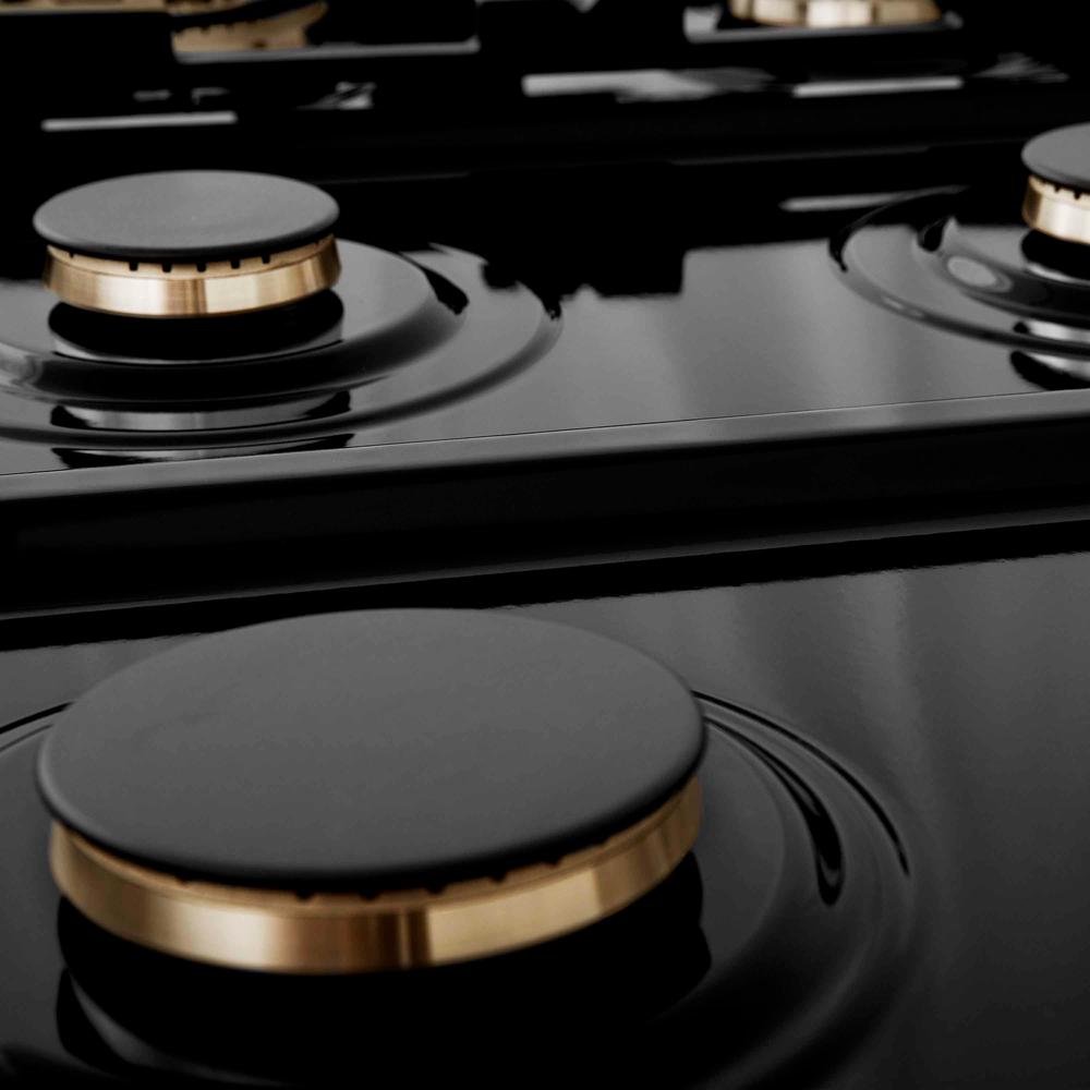 ZLINE Autograph Edition Legacy 36-inch rangetop in stainless steel and champagne bronze accents RTZ-36-CB, from above