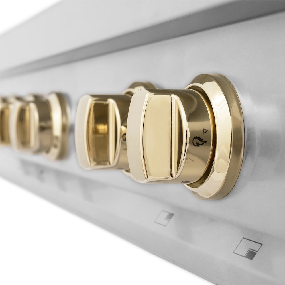 ZLINE Autograph Edition Legacy 36-inch rangetop in stainless steel and polished gold accents RTZ-36-G, from above