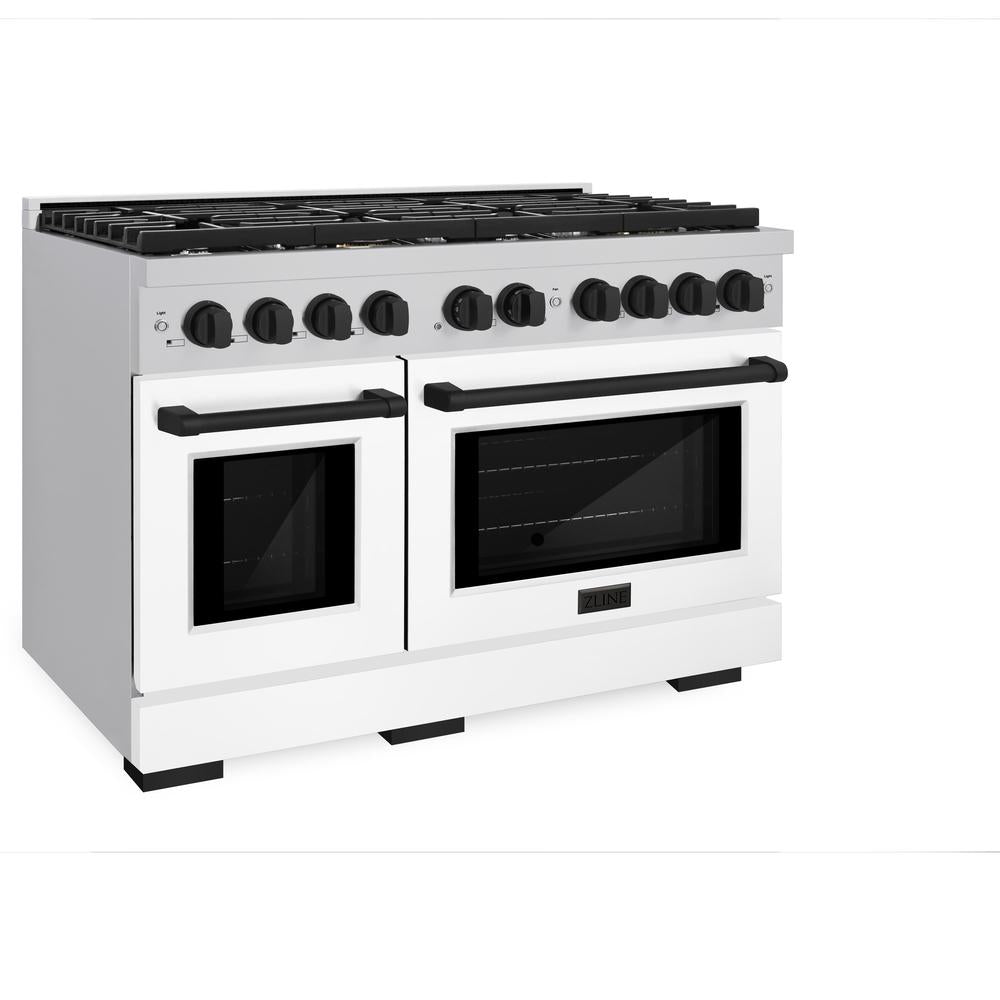 ZLINE Autograph Edition Paramount 48-inch range in stainless steel with white matte door and matte black accents SDRZ-WM-48-MB, view 4