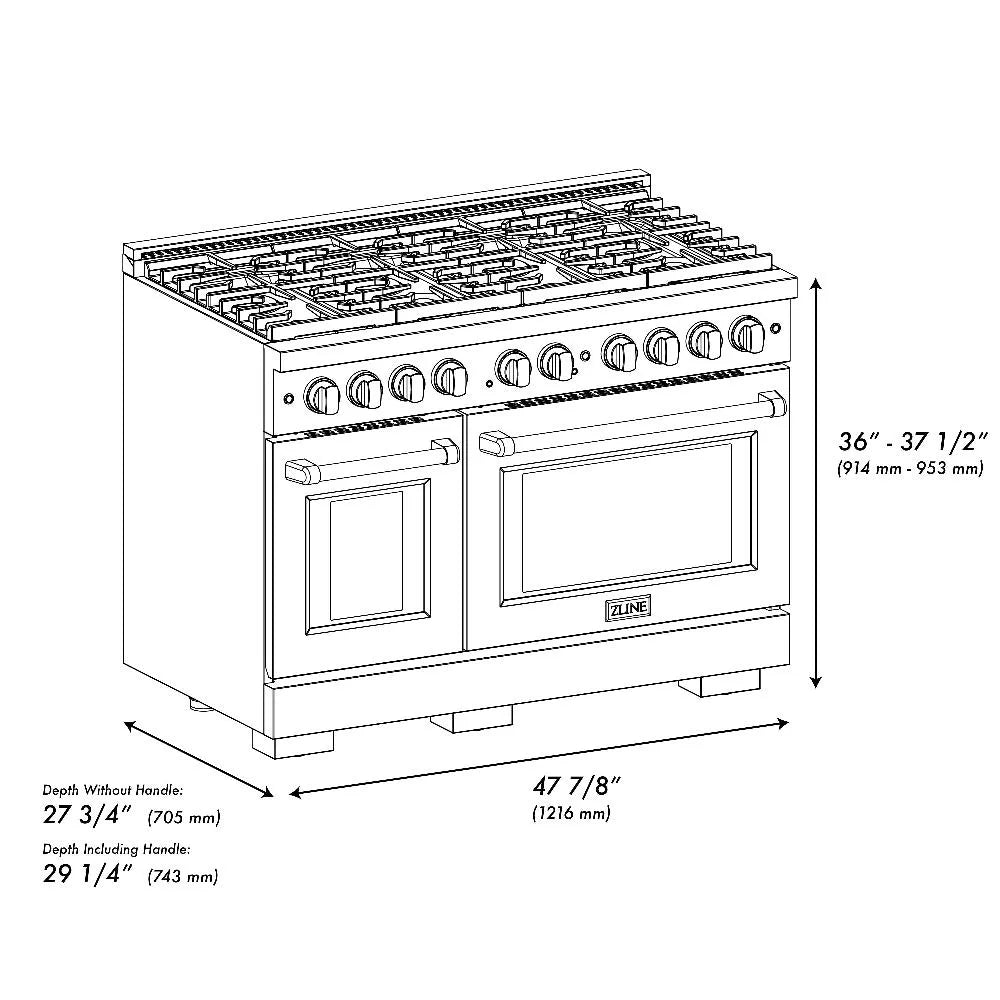 ZLINE Autograph Edition Paramount 48-inch range in stainless steel with white matte door and matte black accents SGRZ-WM-48-MB, view 7