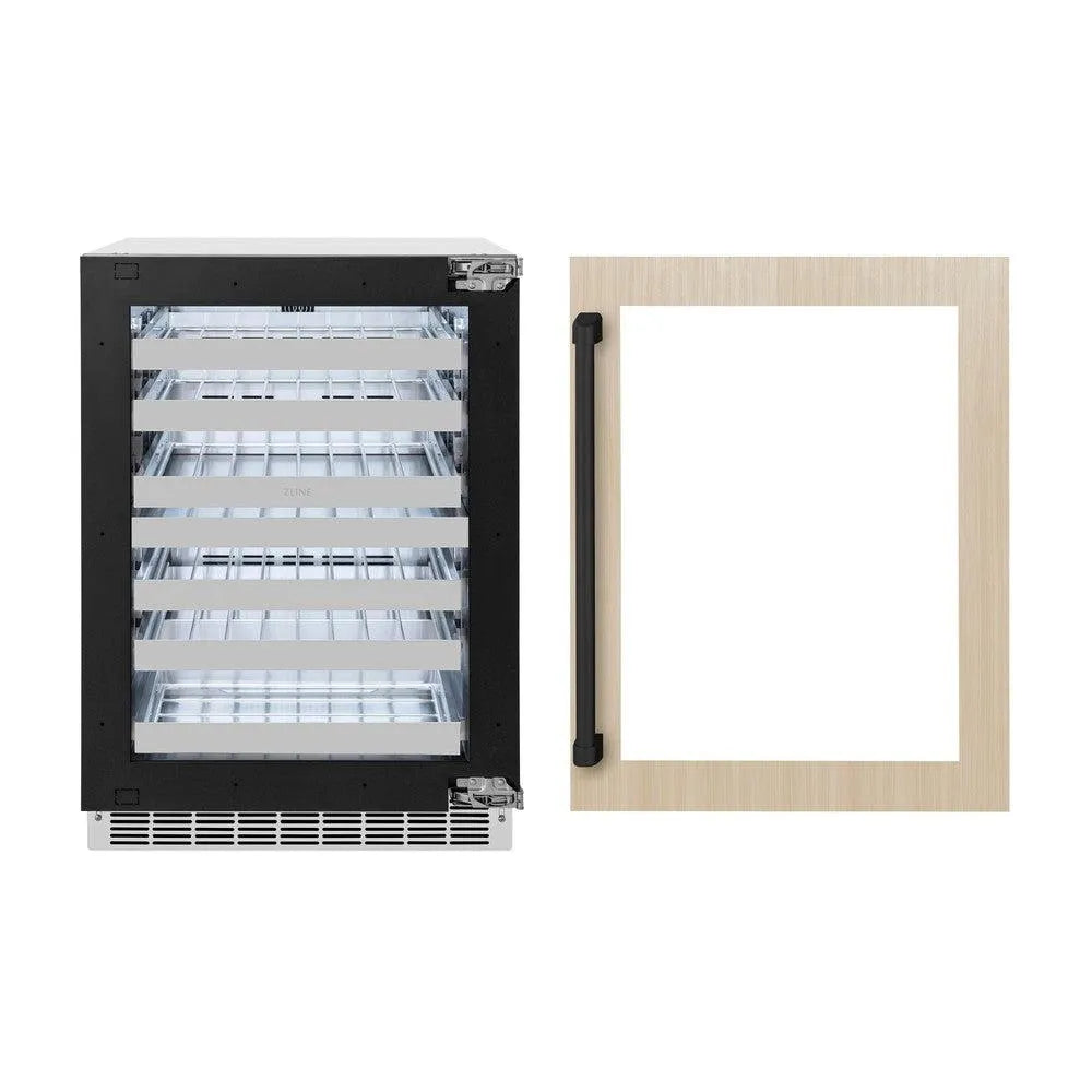 ZLINE Autograph Edition Touchstone 24-inch wine cooler, panel ready and matte black accents RWDPOZ-24-MB
