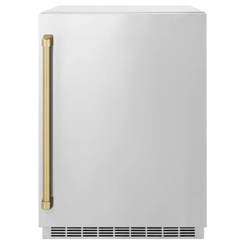 ZLINE Autograph Edition Touchstone 24-inch beverage fridge in stainless steel and champagne bronze accents RBSOZ-ST-24-CB