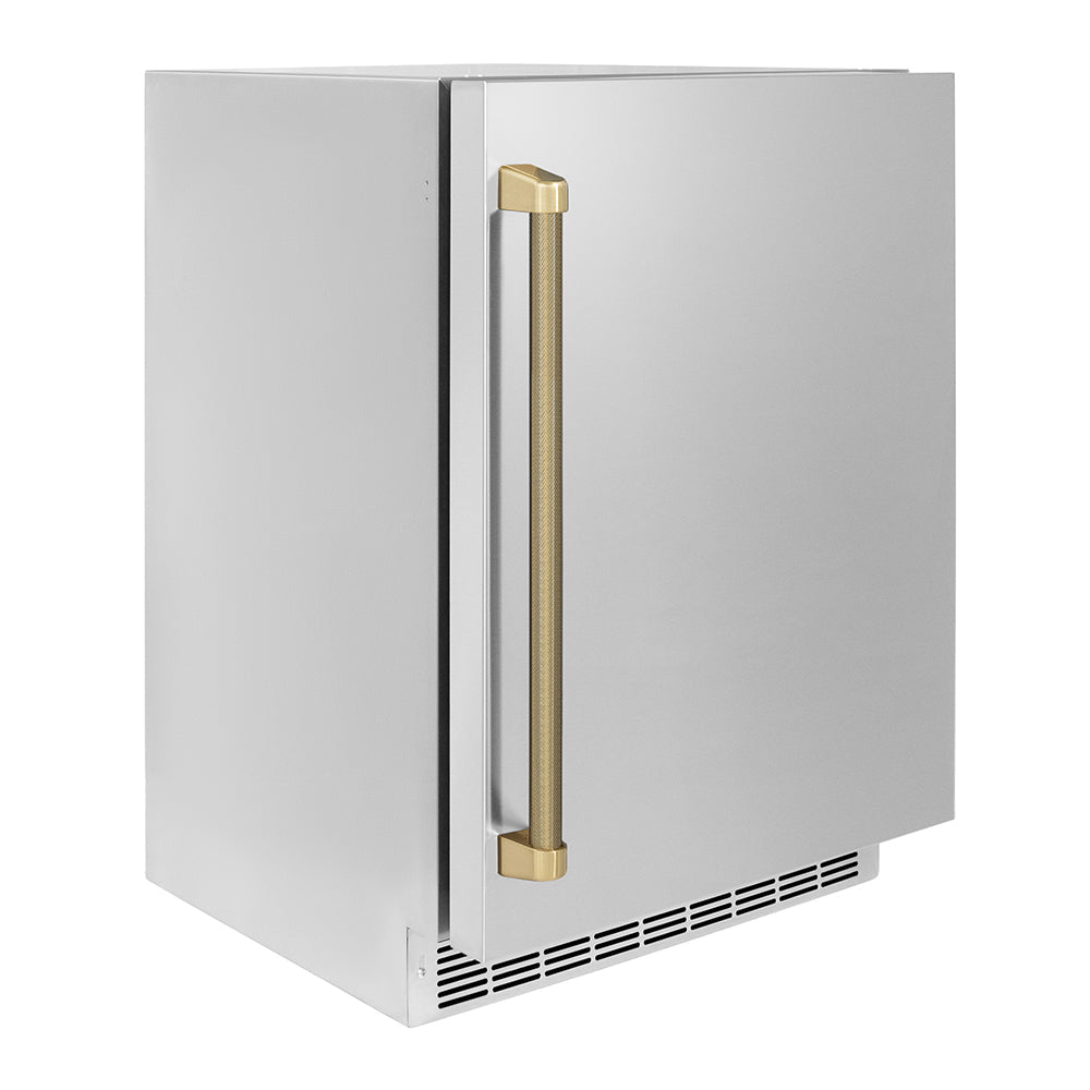 ZLINE Autograph Edition Touchstone 24-inch beverage fridge in stainless steel and champagne bronze accents RBSOZ-ST-24-KCB, view 3