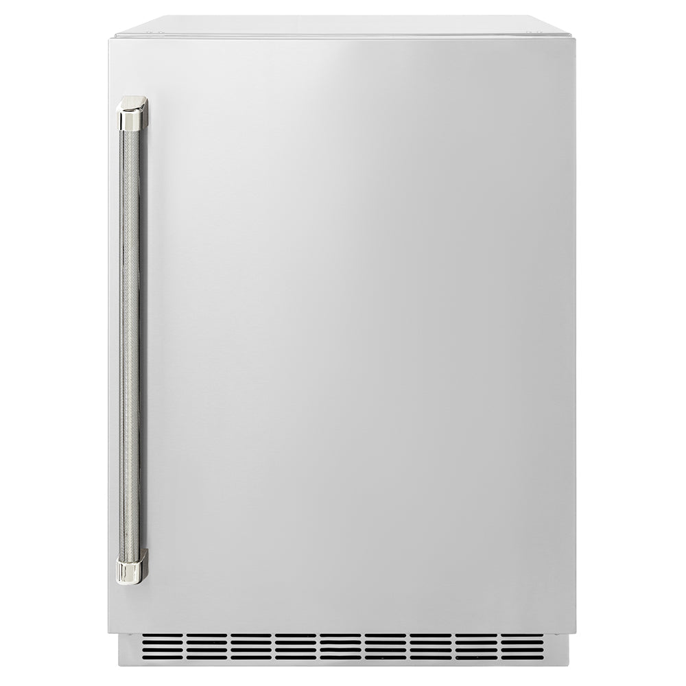 ZLINE Autograph Edition Touchstone 24-inch beverage fridge in stainless steel and polished nickel accents RBSOZ-ST-24-KPN