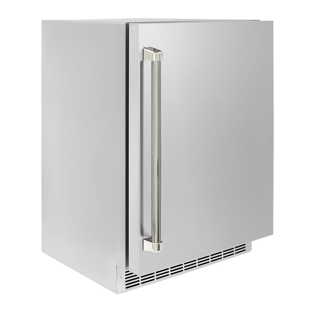 ZLINE Autograph Edition Touchstone 24-inch beverage fridge in stainless steel and polished nickel accents RBSOZ-ST-24-KPN, view 3