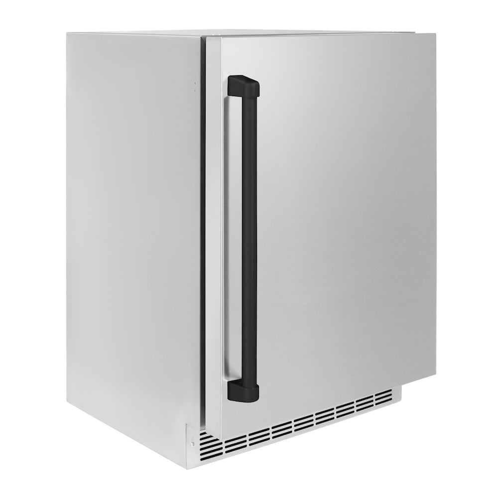 ZLINE Autograph Edition Touchstone 24-inch beverage fridge in stainless steel and matte black accents RBSOZ-ST-24-MB, view 5