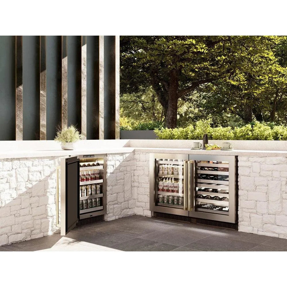 ZLINE Autograph Edition Touchstone 24-inch wine cooler in stainless steel and champagne bronze accents RWDOZ-GS-24-CB, view 4