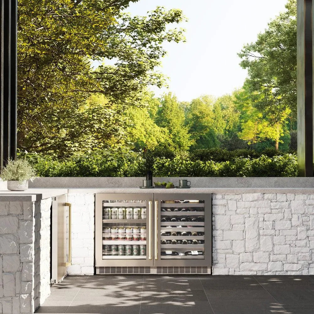 ZLINE Autograph Edition Touchstone 24-inch wine cooler in stainless steel and champagne bronze accents RWDOZ-GS-24-CB, view 2