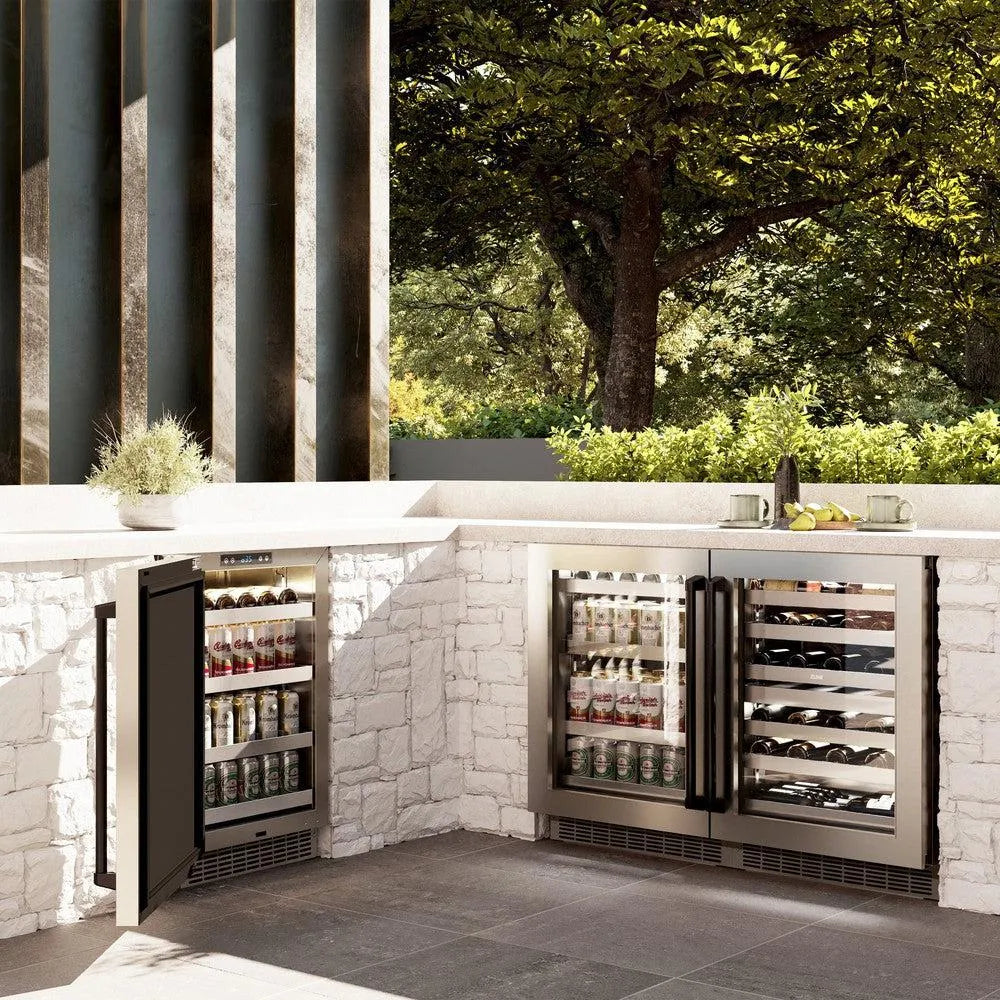 ZLINE Autograph Edition Touchstone 24-inch wine cooler in stainless steel and matte black accents RWDOZ-GS-24-MB, view 4
