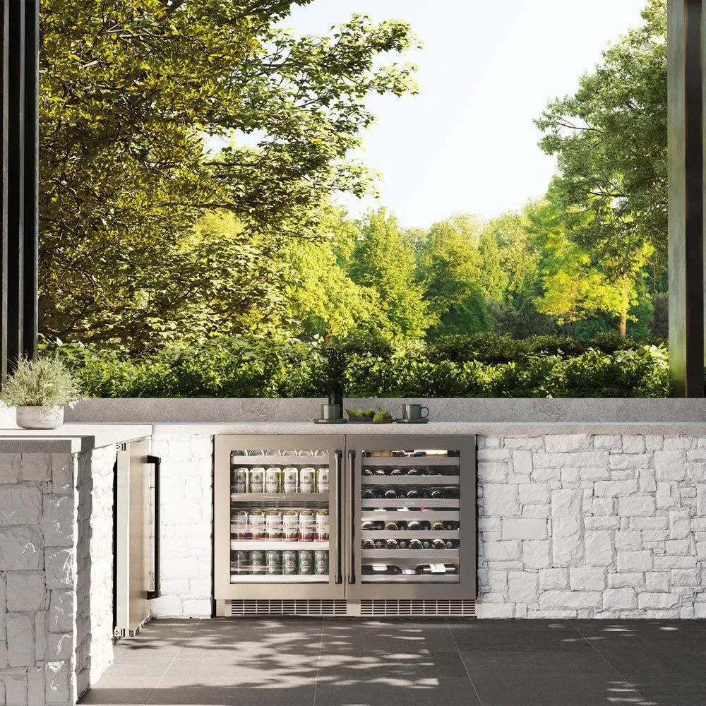 ZLINE Autograph Edition Touchstone 24-inch wine cooler in stainless steel and matte black accents RWDOZ-GS-24-MB, view 2