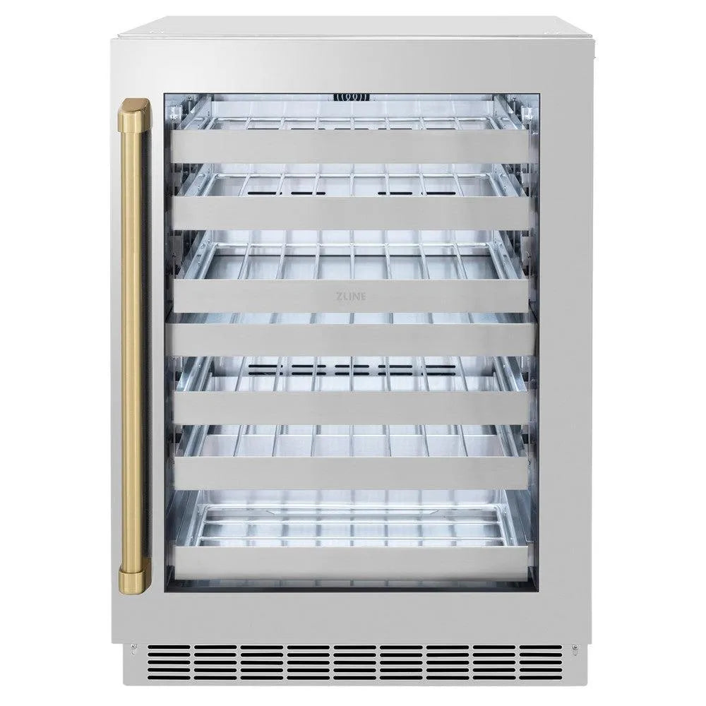 ZLINE Autograph Edition Touchstone 24-inch wine cooler in stainless steel and champagne bronze accents RWDOZ-GS-24-CB