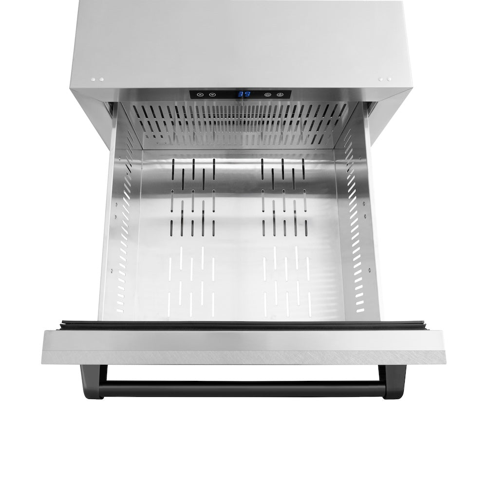 ZLINE Autograph Edition Touchstone 24-inch refrigerator in satin stainless steel and matte black accents RDSOZ-SN-24-MB, detail