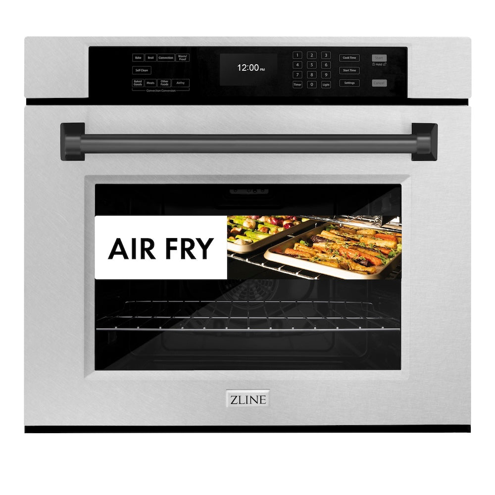 ZLINE Autograph Edition Professional 30-inch wall oven in satin stainless steel and matte black accents WASSZ-30-MB, view 7
