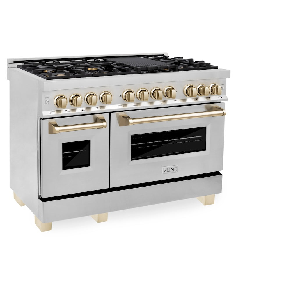 ZLINE Autograph Edition Legacy 48-inch range in stainless steel and polished gold accents RAZ-48-G, view 4
